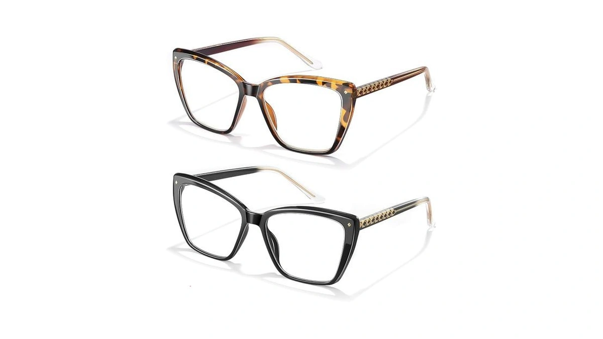 Joylook 2 Pack Reading Glasses For Women Trendy Tr90 Blue