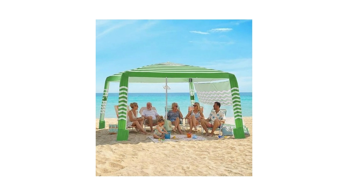 Zeraty Beach Cabana 8'×8', Portable Beach Canopy With Side Wall,