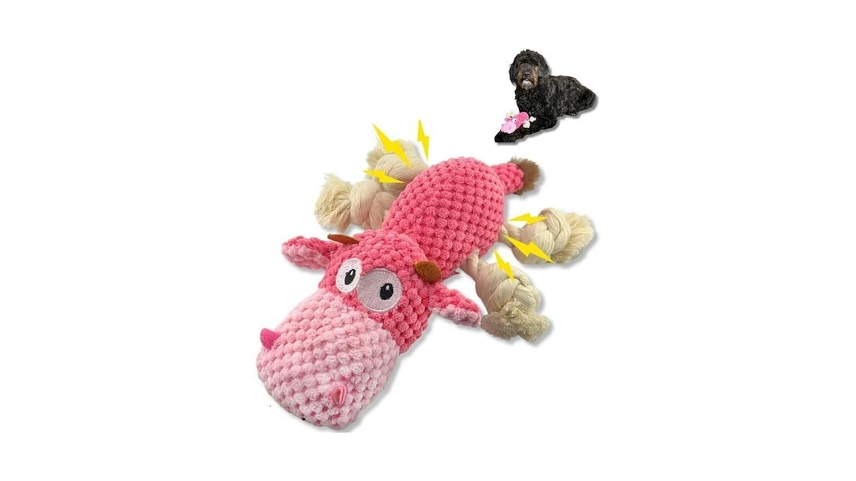 Jeterex Pets Large Dog Toy - Pink Cow Squeaky Dog