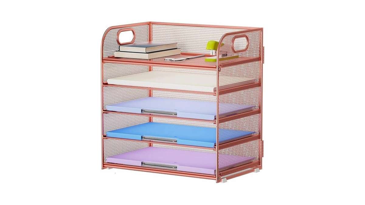 Marbrasse 5 Tier Paper Organizer Letter Tray, Mesh Desk File