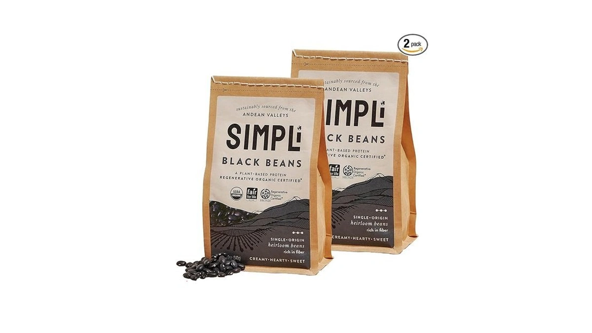 Simpli Regenerative Organic Certified Black Beans, Creamy And Rich Flavor,