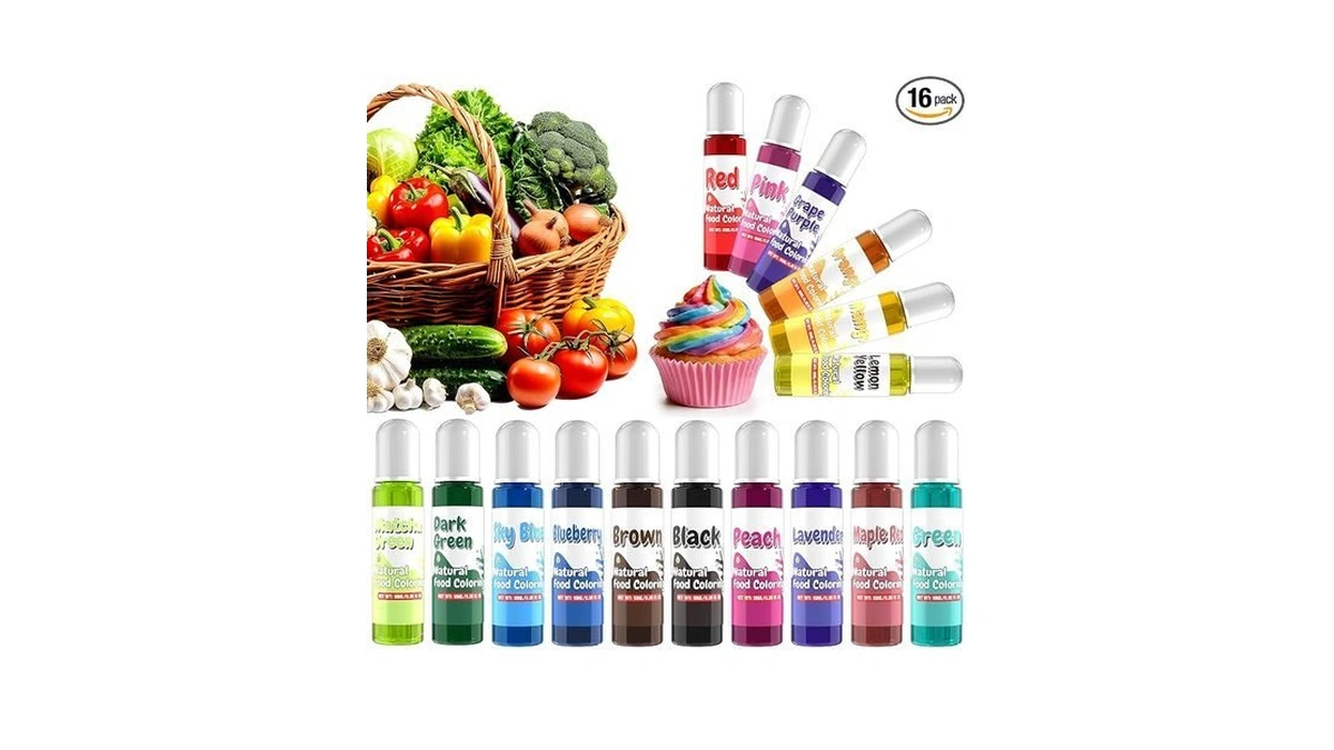 Natural Food Coloring - 16 Colors Dye Free Food Coloring,
