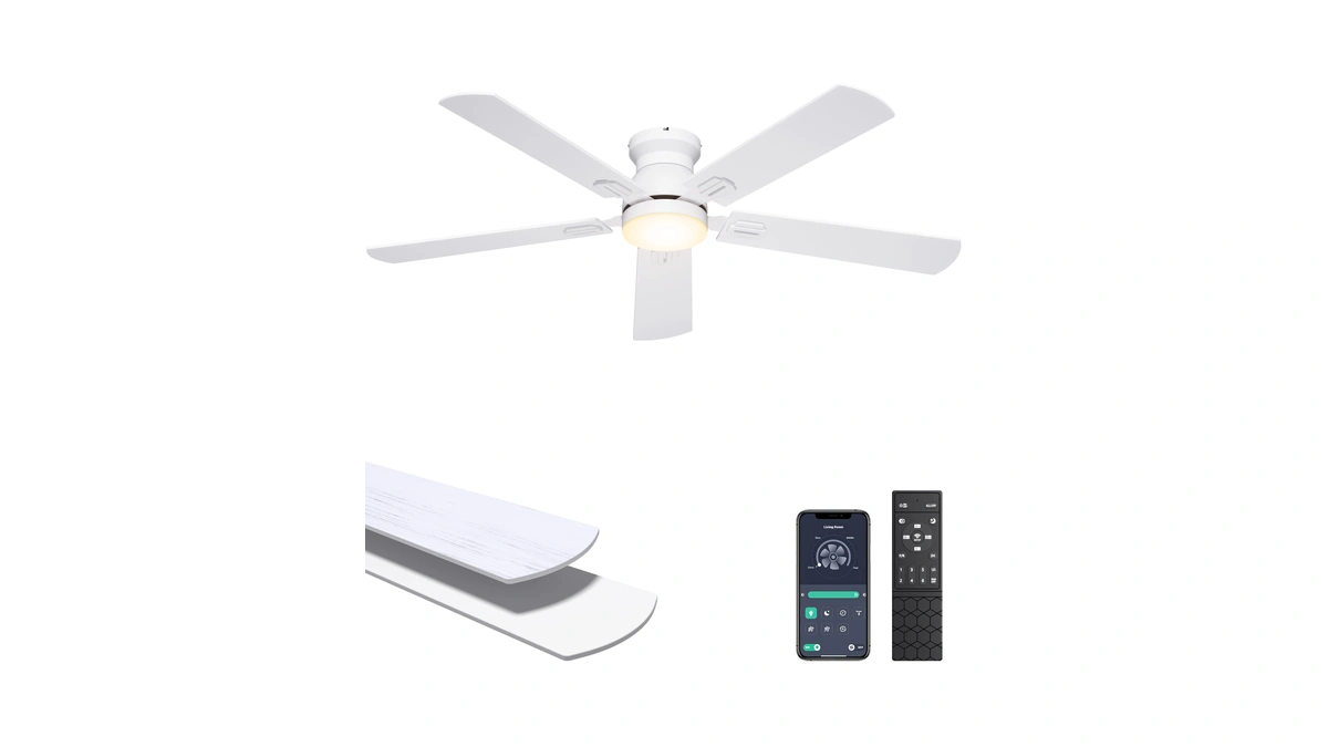Ohniyou Ceiling Fans With Lights, 52 Inch Low Profile Ceiling