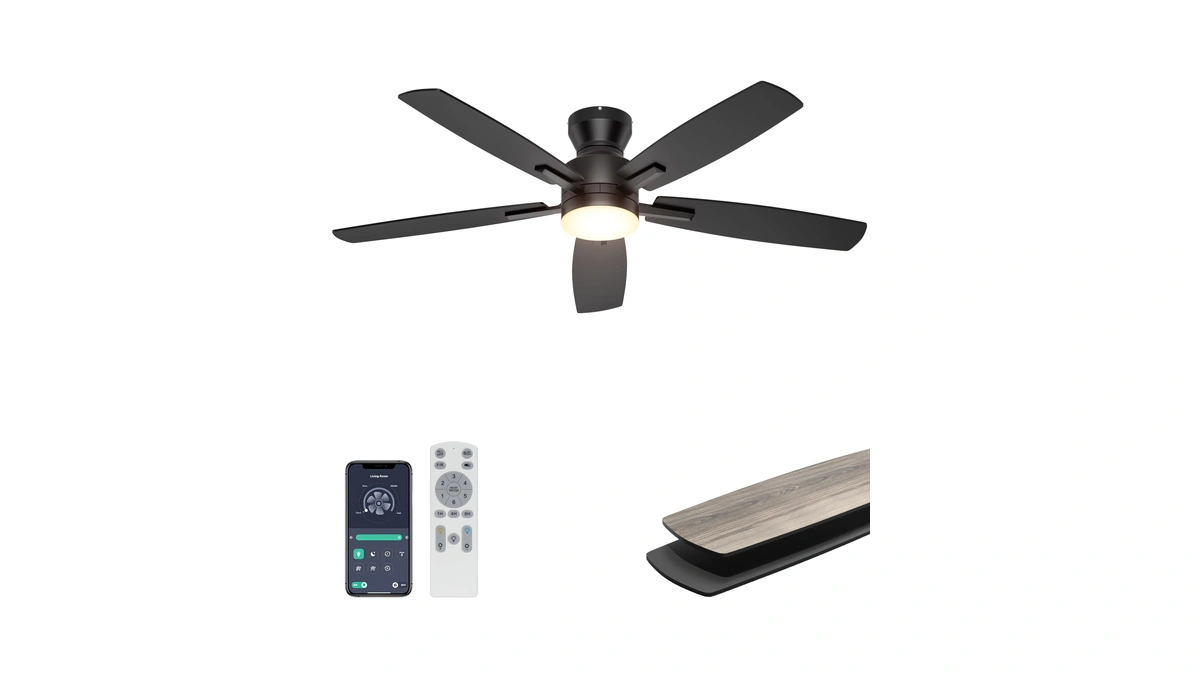 Ohniyou Ceiling Fans With Lights, 52'' Low Profile Ceiling Fan