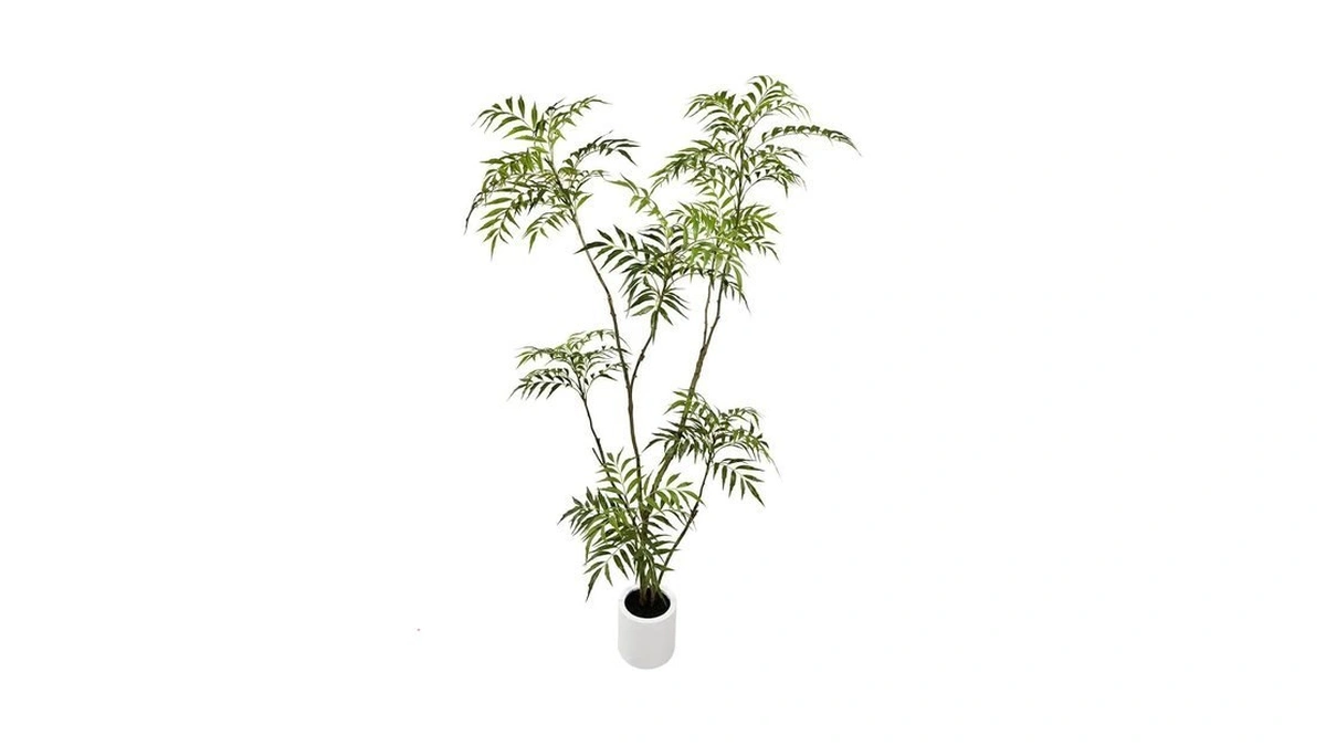 Viggda 6ft Artificial Mahonia Fortunei Tree With White Plastic Planter