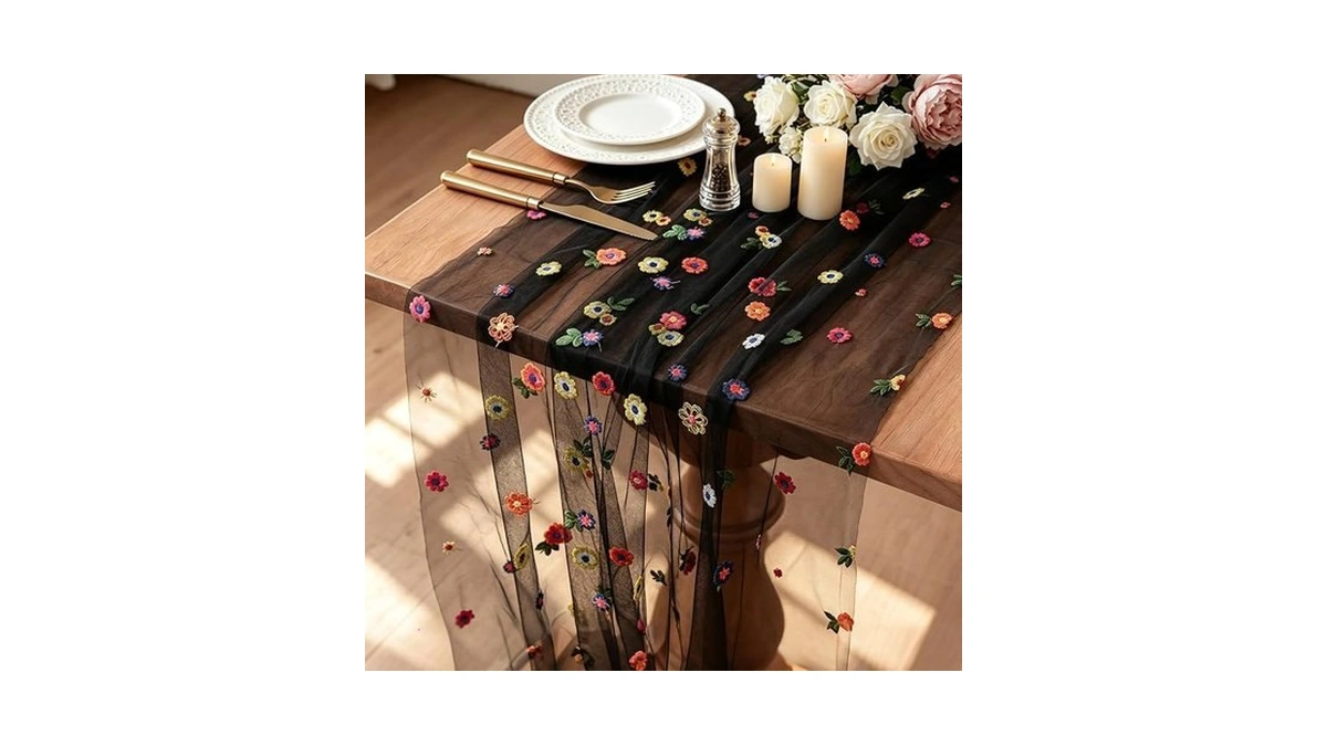 Eupholium Embroidery Daisy Spring Summer Table Runner 10ft Florals Seasonal
