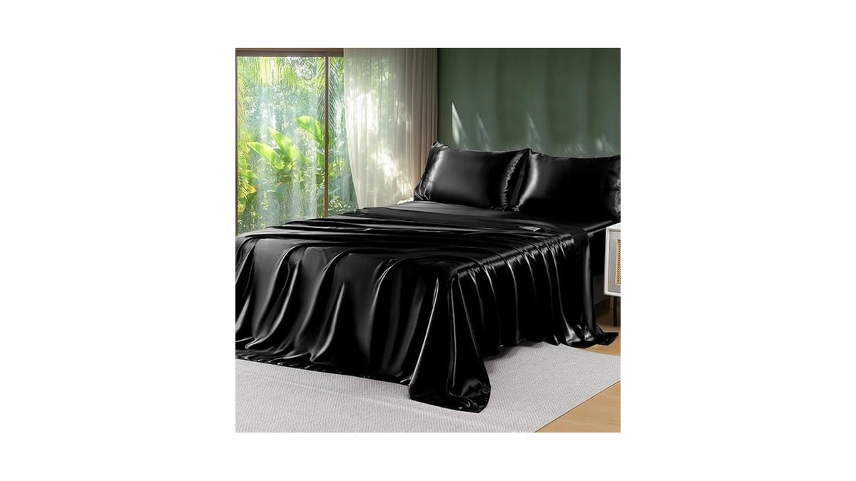 Sasttie Satin Sheets Queen Size - 4 Pieces Luxury Soft