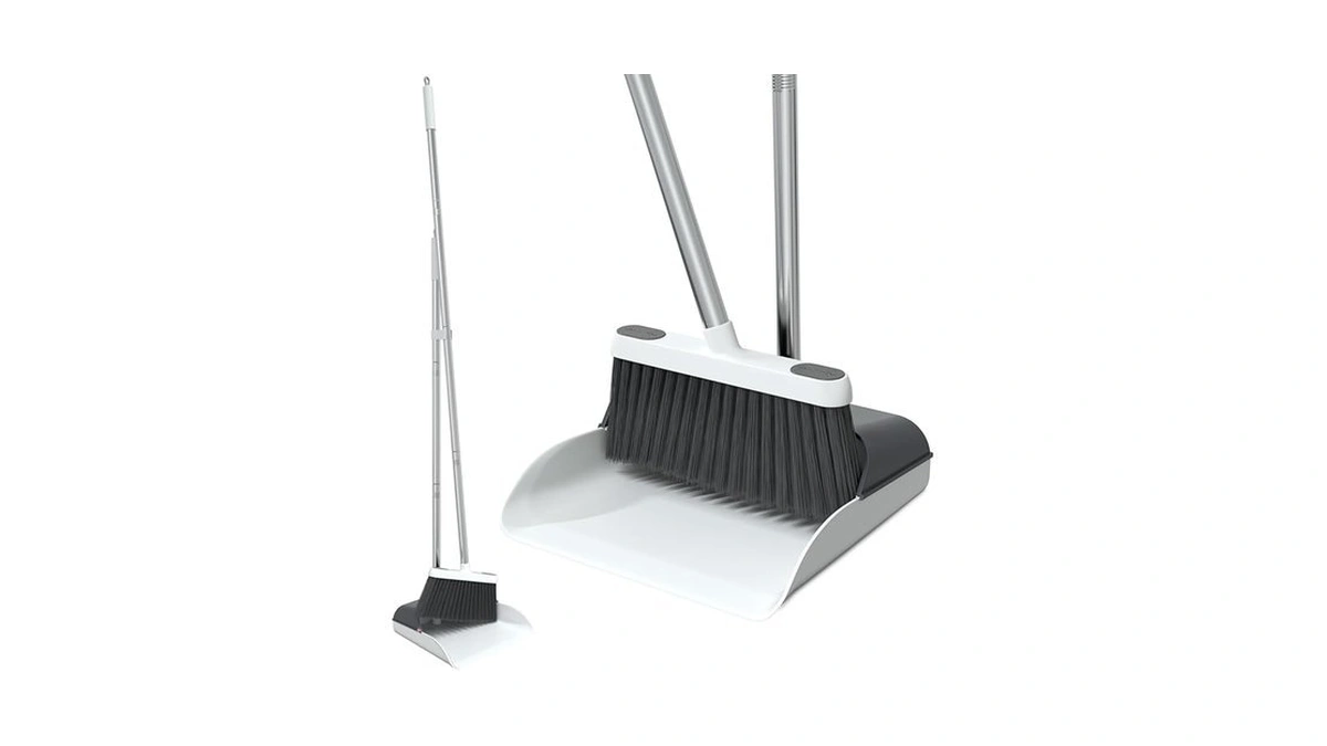 Stand Up Dustpan And Broom Set 50” Long Handle Broom