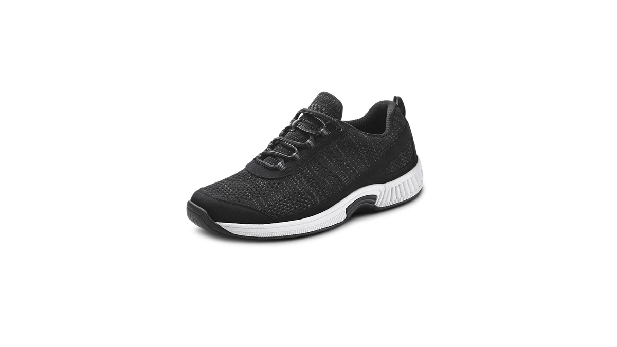 Orthofeet Men's Orthopedic Lava Stretch Breathable Walking Sneaker, Black, Size