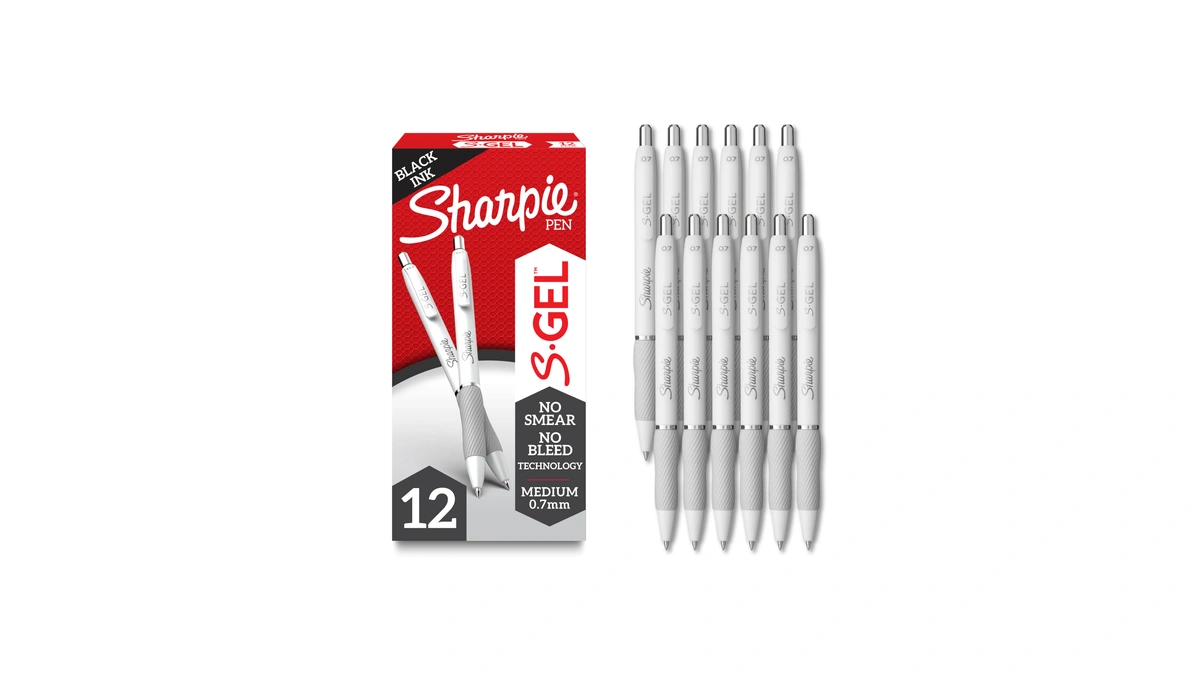 Sharpie S-gel Gel Pens, Pearl White Body, Black Ink, Medium