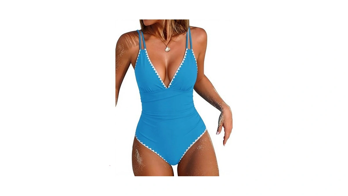 Wodecasa One Piece Swimsuit For Women Deep V Neck Color