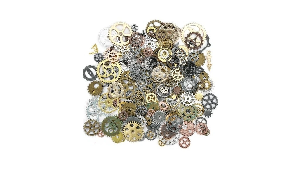 Bigotters 150pcs Steampunk Gear Charms For Diy Jewelry Making, Metal