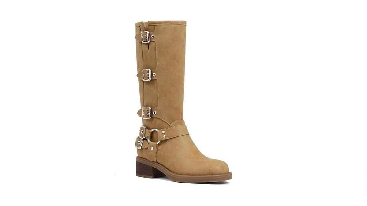 Aminugal Light Yellow Knee High Boots For Women Wide Calf
