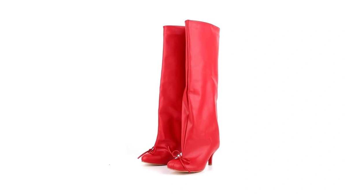 Lishan Women's Square Closed Toe Bowknot Knee High Boots Pull