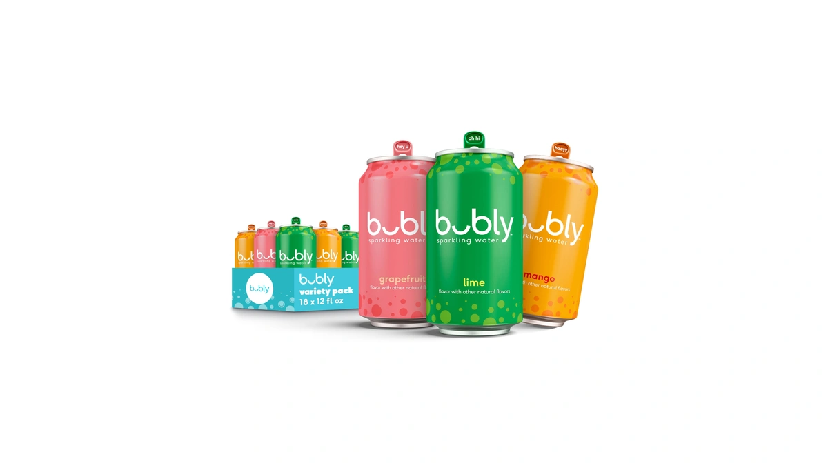 Bubly Sparkling Water, Tropical Thrill 3 Flavor Variety Pack (lime,