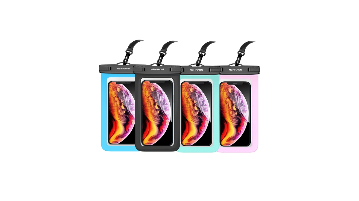 Newppon 4 Pack 8.5“ Waterproof Cell Phone Pouch - Underwater
