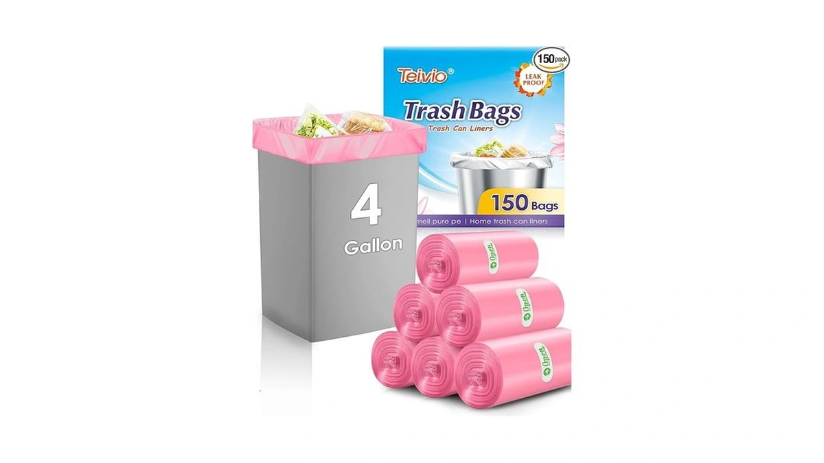 Teivio Small Trash Bags 4 Gallon 150 Counts Garbage Bags,
