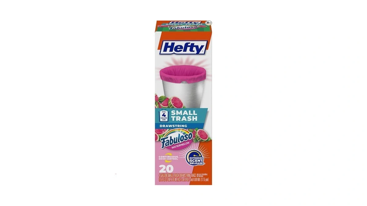 Hefty Small Trash Bags, 4 Gallon, Pink, Fabuloso Watermelon Scented