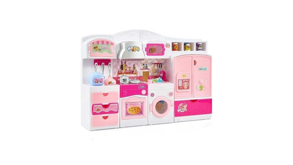 Kitchen Playset For Girls, Pretend Play Kitchen Toy For Dolls