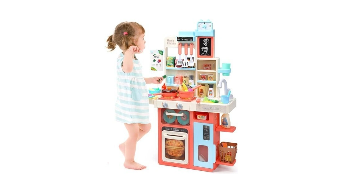 Holyfun Kids Kitchen Playset, Kitchen Set For Toddler With Sound