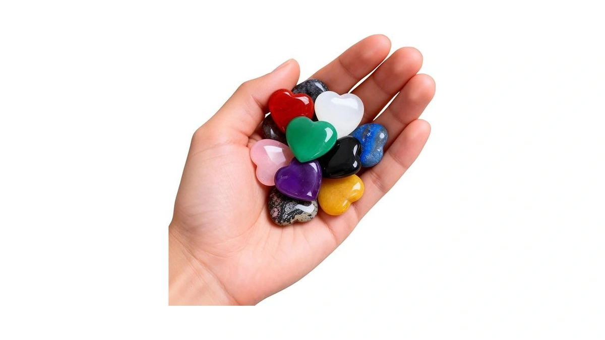 Shuielai Heart Shaped Healing Crystals 10 Pcs 1 Inch -