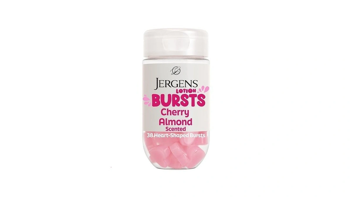 Jergens Cherry Almond Lotion Bursts, Squishy Heart-shaped Moisturizer Bursts, Gifts