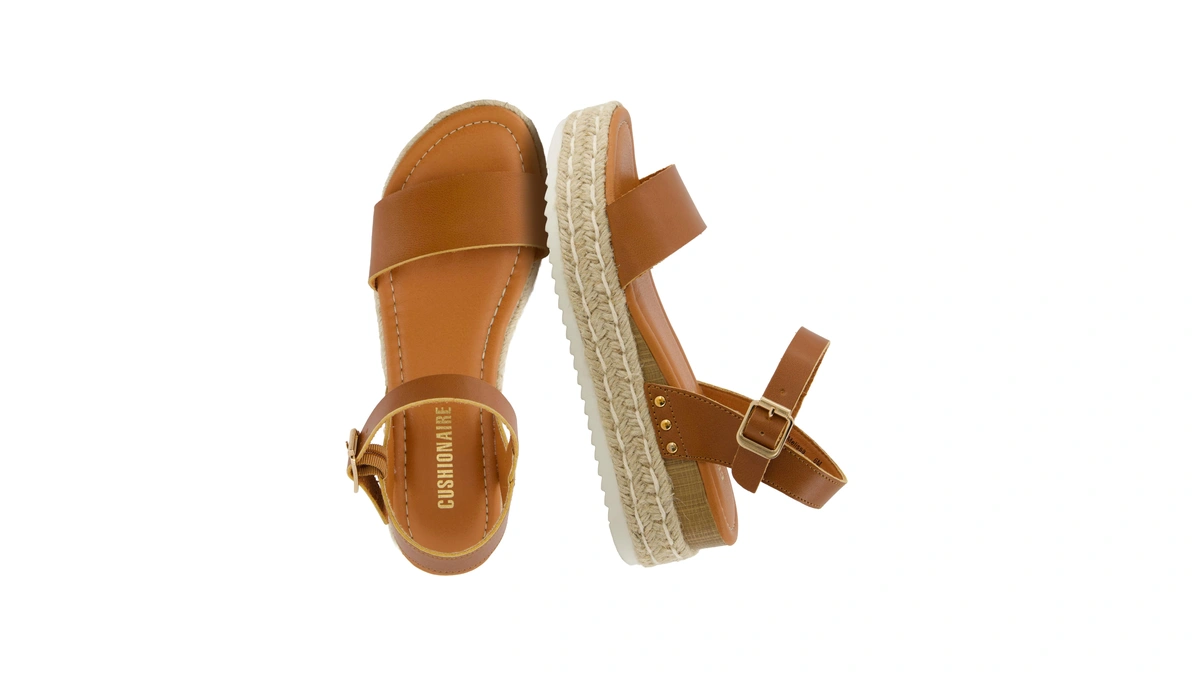Cushionaire Melissa Espadrille Platform Sandals For Women With Adjustable Ankle