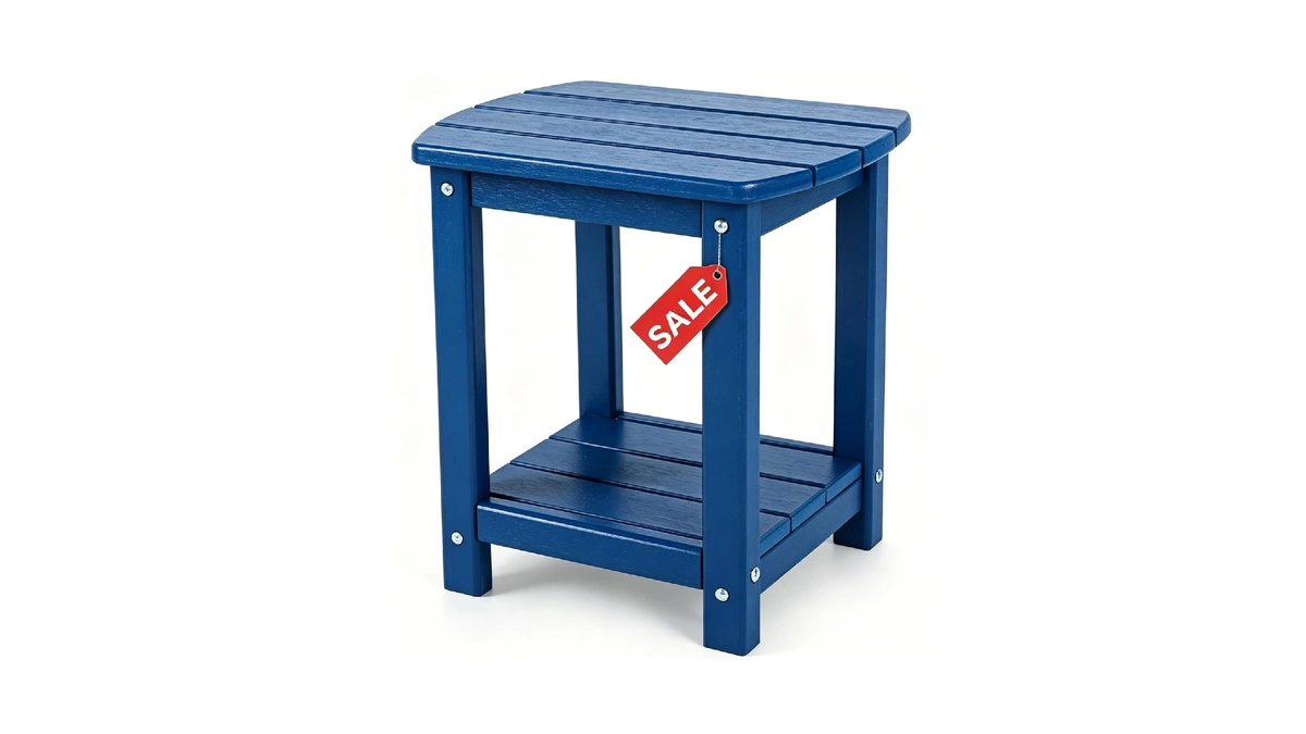 Adirondack Square Outdoor Side Table,2-tier Storage Patio Side Table, Hdpe