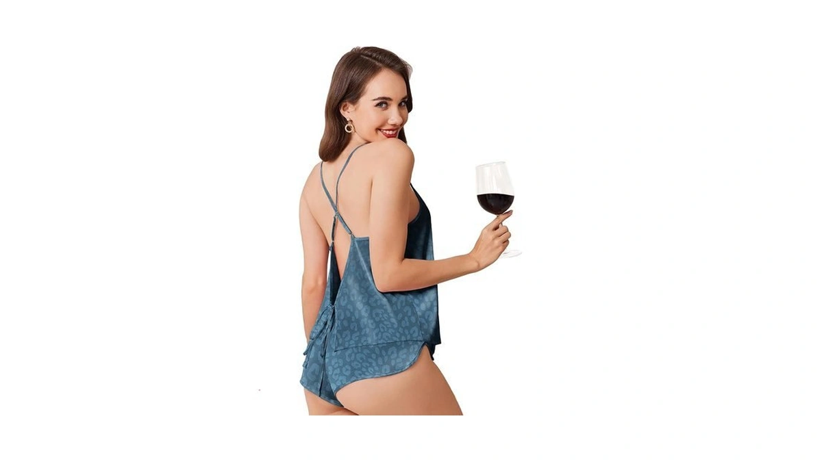 Ekouaer Womens Satin Pajama Set, Backless Cami Top And Shorts