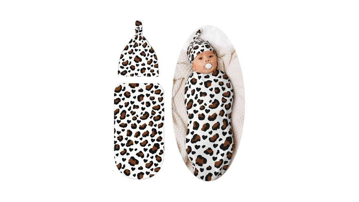 Broiteid Leopard Print Brown Baby Stuff Newborn Baby Swaddle Blanket