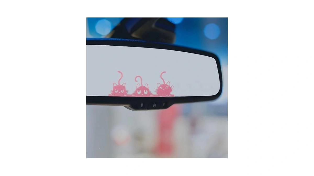 Kpfileh Cat Sticker Car Mirror Decal - Vinyl Rearview Mirror