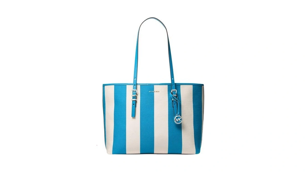 Michael Kors Women's Quinn Large Top-zip Tote, Silver-tone Hardware/mk Stacked/wide