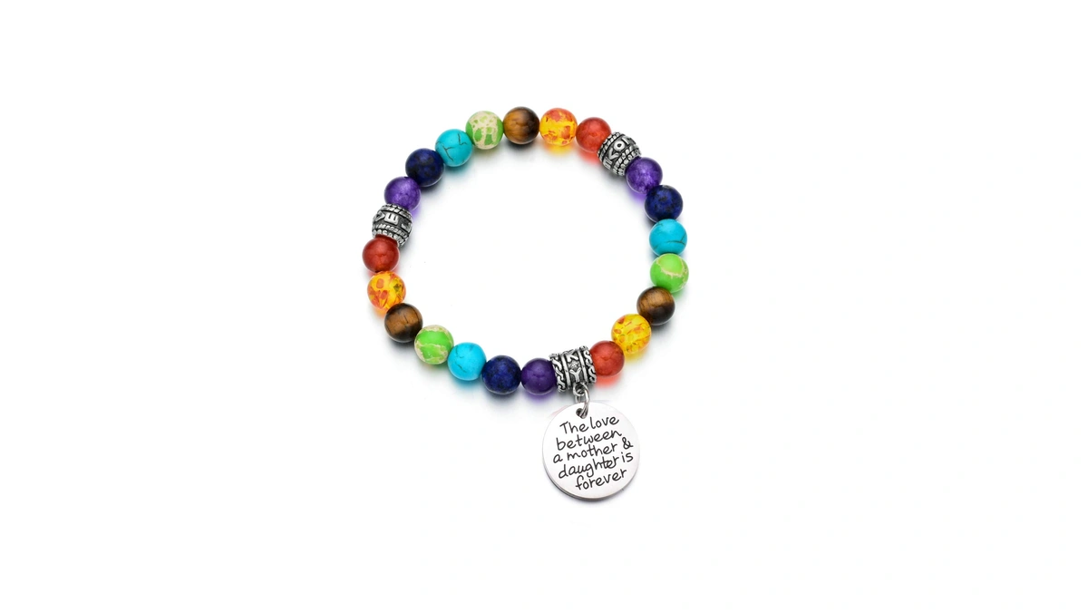 Pdouself Mother Bracelet 7 Chakra Beads Healing Stretch Bracelet The