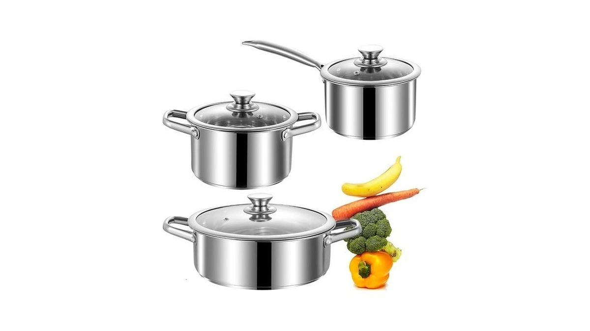 Sheumnt Stainless Steel Pots And Pans Set, 6 Piece Nonstick