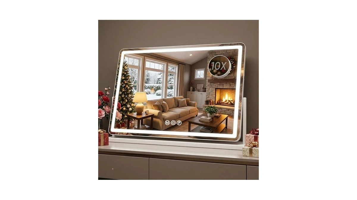 Antok Vanity Mirror With Lights, 33"x23" Lighted Makeup Mirror, Smart