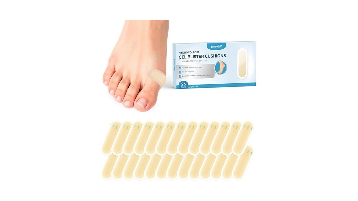 Sumiwish Hydrocolloid Blister Bandages: 26ct Waterproof Gel Blister Bandages For