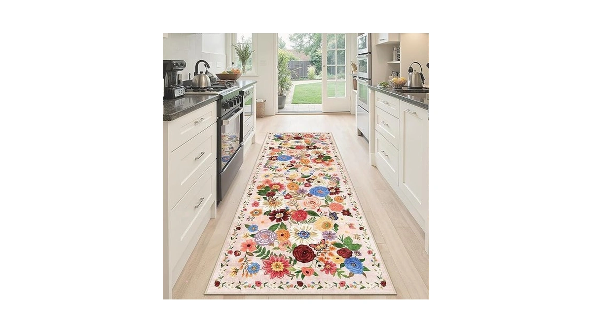 Runner Rug 2x6 Blush Beige, Kitchen Rug Non Slip Washable
