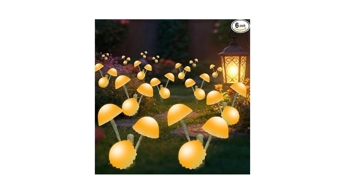 Behiller Solar Mushrooms Garden Lights Outdoor Waterproof- 6packs18led Brightness Cute
