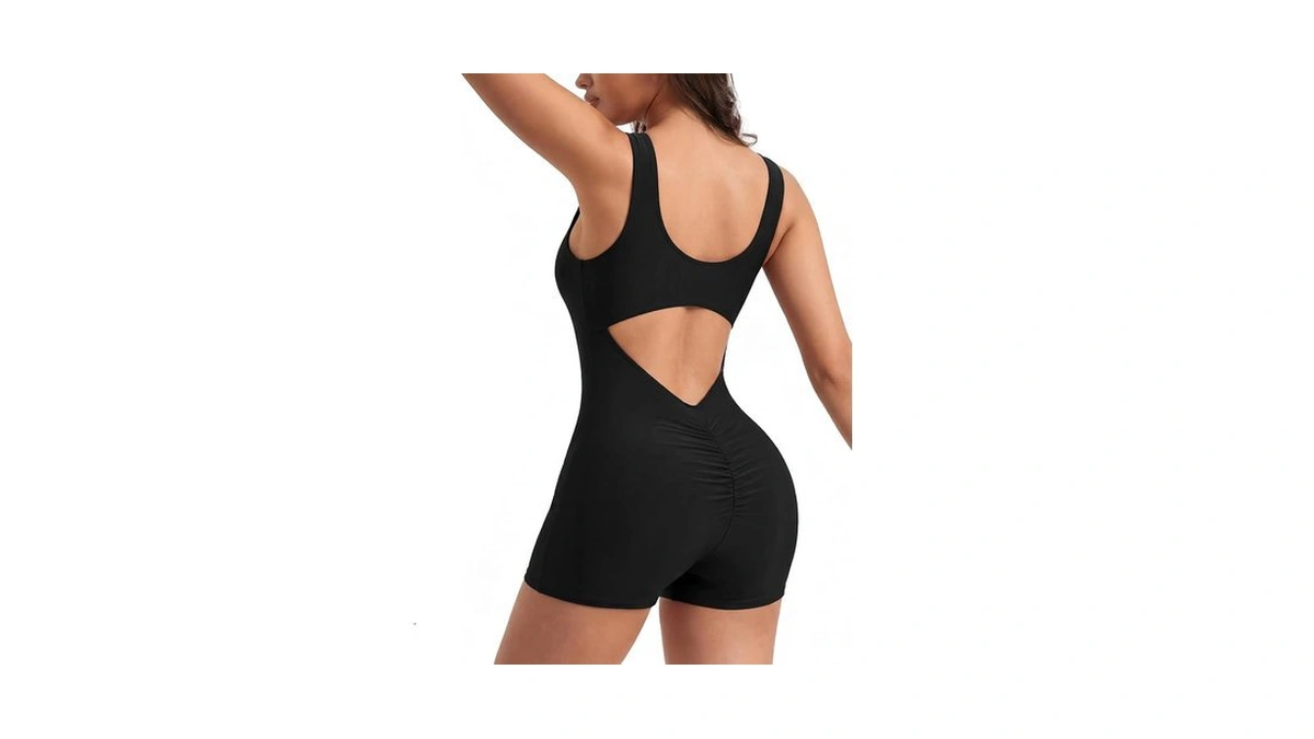Eagerbuy Women's One Piece Swimsuit Boyleg Shorts Full Coverage Ruched