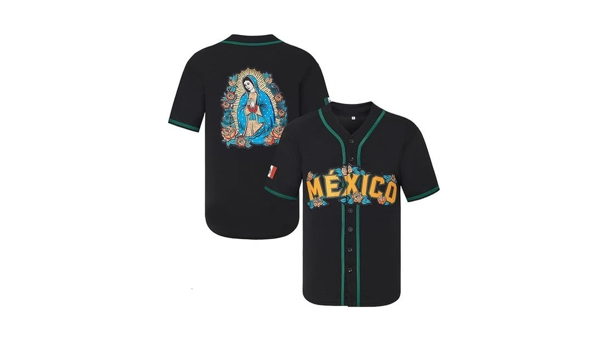 Happy Gilmore Mexico Guadalupe Men's Baseball Jerseys Button Short Sleeve