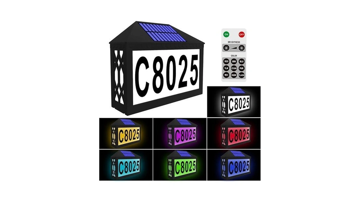 Ivwvi Solar House Numbers, Lighted Solar Address Number With Remote
