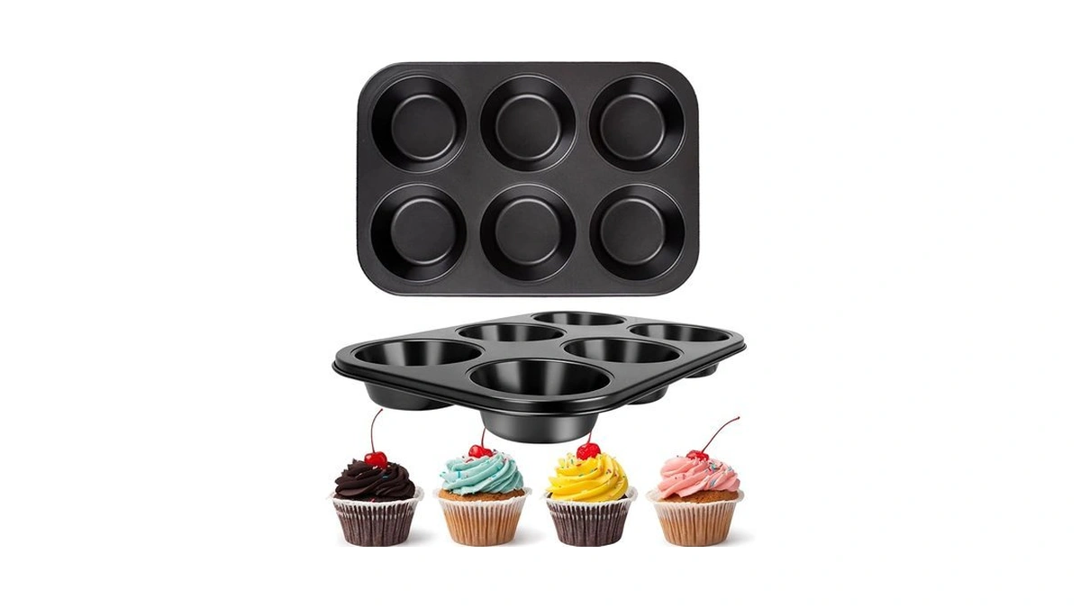 Shinsin Jumbo Muffin Pan 6 Cup, 2-pack Nonstick Extra Large