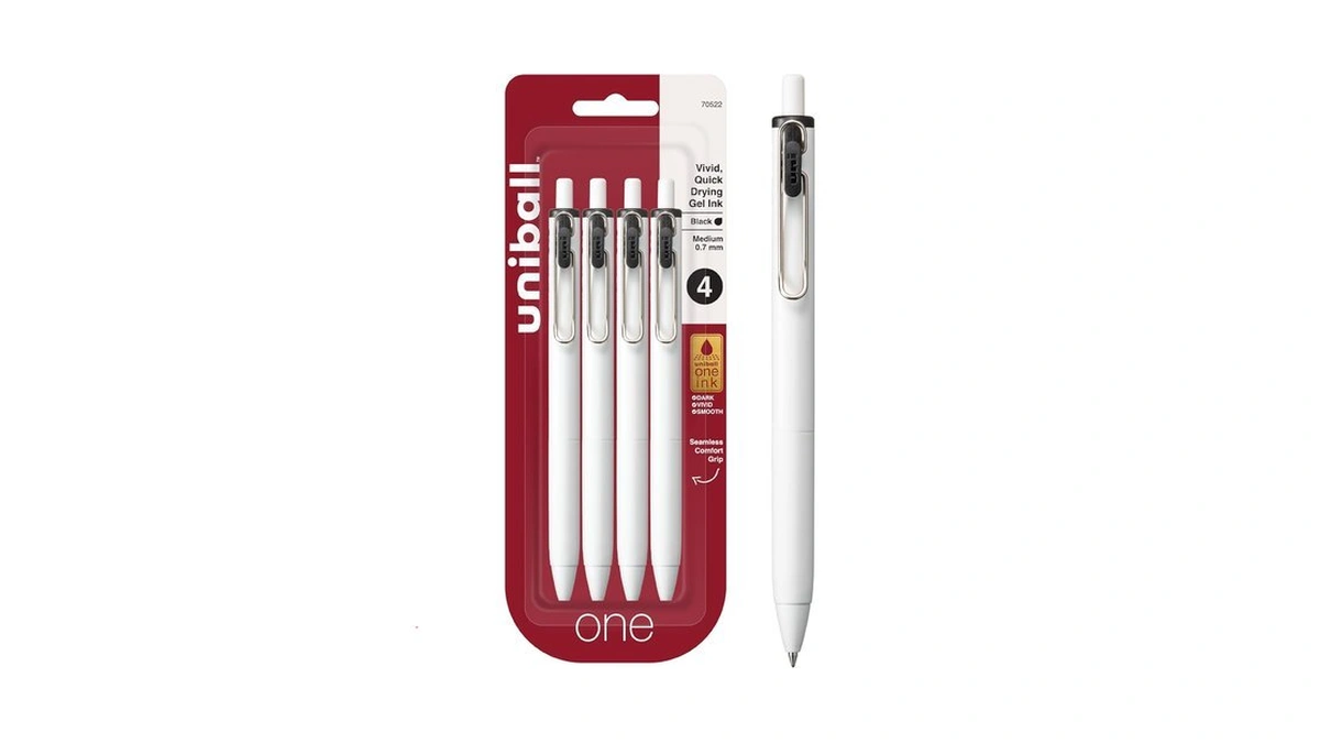 Uni-ball One Black Retractable Gel Pens 4 Pack With Medium