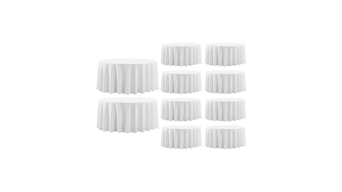 Aocoz Round Tablecloth 120 Inch 10 Pack White Tablecloths Washable
