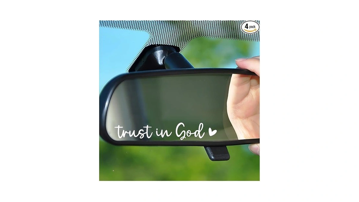 Ywdiml 4pcs/set Trust In God Car Rearview Mirror Decals, Vehicle