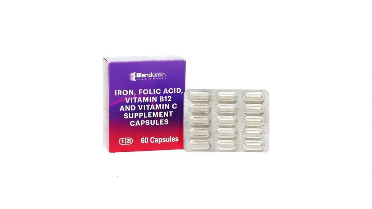 Blendamin Iron Ferrous Bisglycinate With Vitamins B12 Cyanocobalamin, Folic Acid,