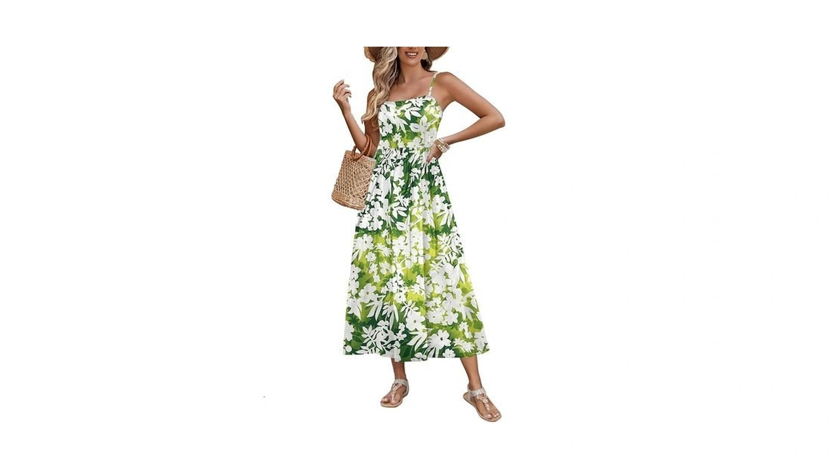 Zeagoo Floral Dress For Women Casual Square Neck Spaghetti Strap