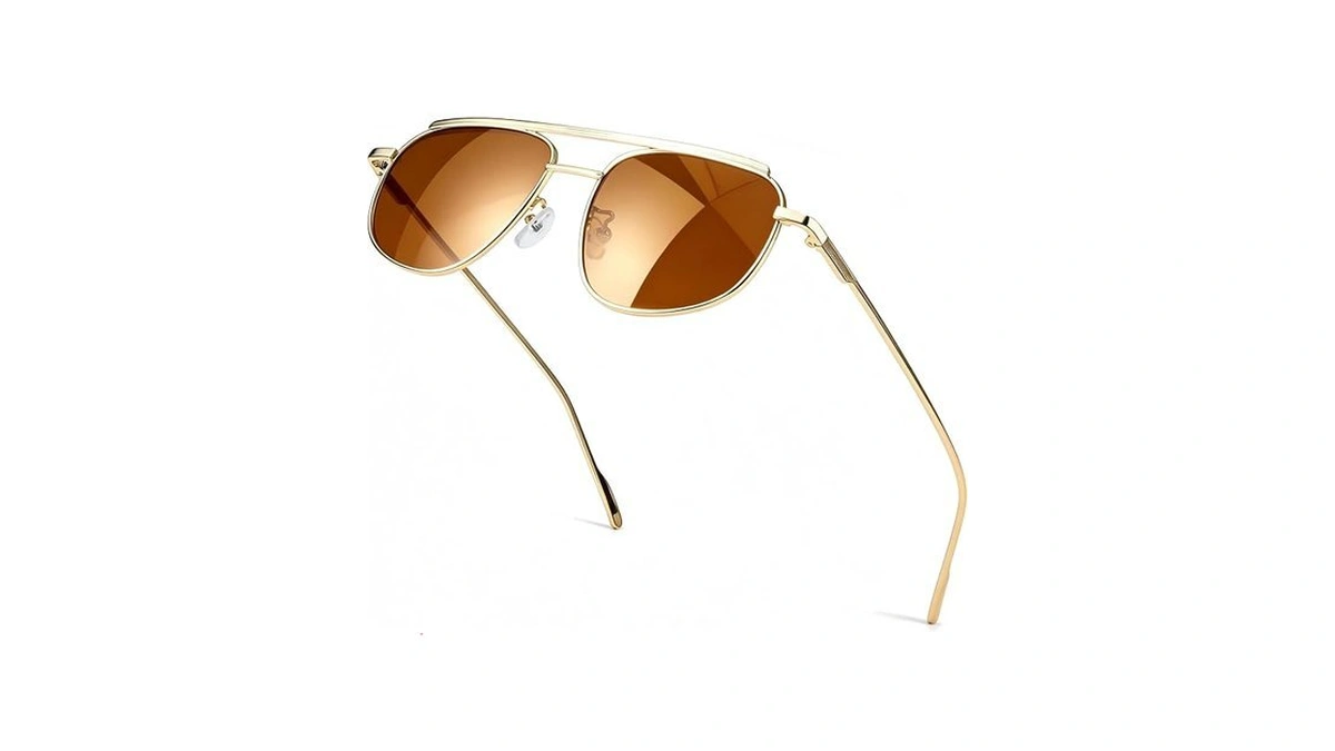 Siphew Womens Aviator Sunglasses- Trendy Square Light Tinted Color Double