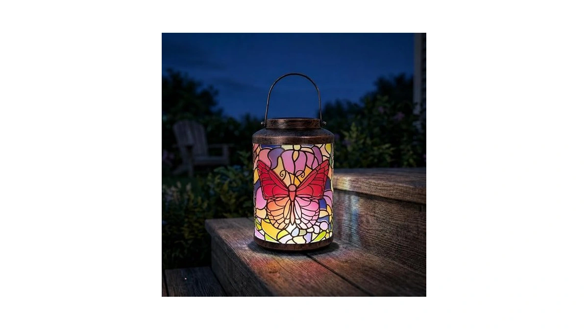 Anyperfect Solar Lanterns Outdoor Waterproof Butterfly Metal Hanging Light