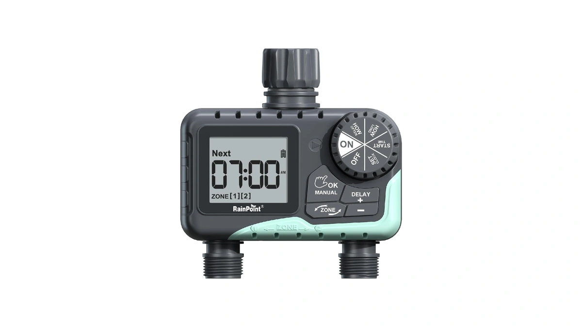 Rainpoint Water Timer For Garden Hose - 2 Zone Sprinkler